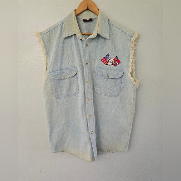 Lighting Clothing L Vest Shirt Mens Denim Bike Week 2003 Daytona Beach Florida - Picture 6 of 16